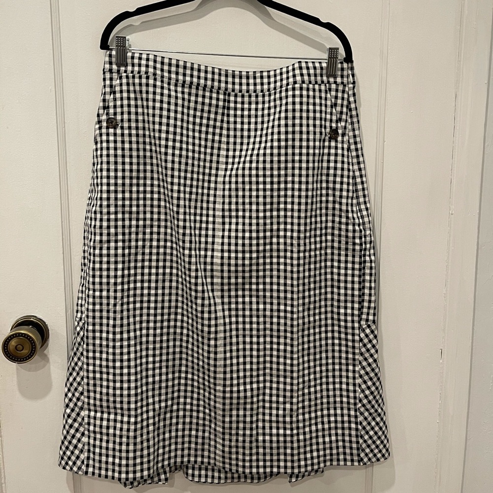 J.Crew Gingham Pencil Skirt with Ruffle Back Hem